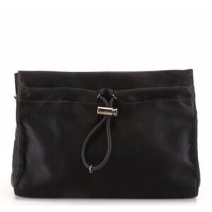 Prada Raso Black Satin Drawstring Pouch / Clutch Evening Bag